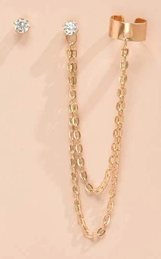 Boucles d'oreilles dépareillées dorées