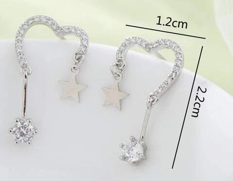 Boucles d'oreilles à strass "Coeurs et Etoiles"