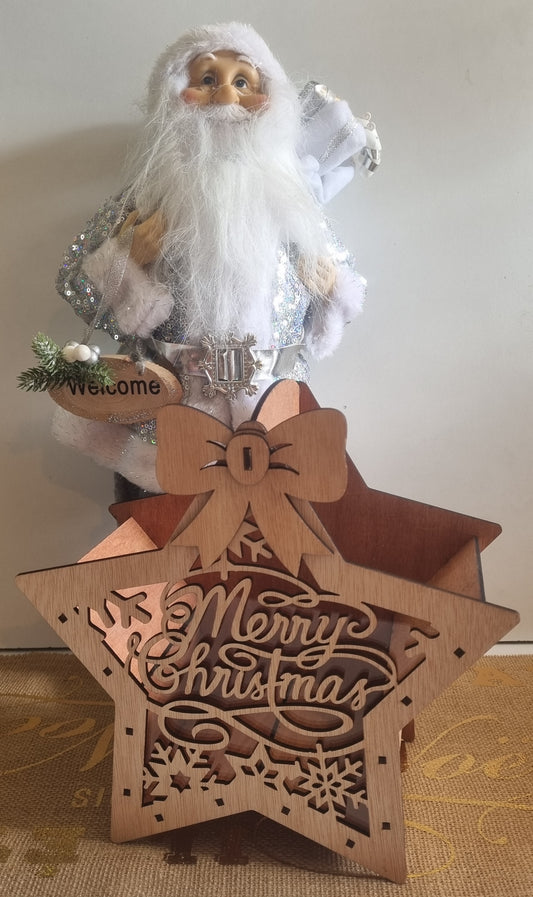 Caisse de Noël en bois en forme d'étoile