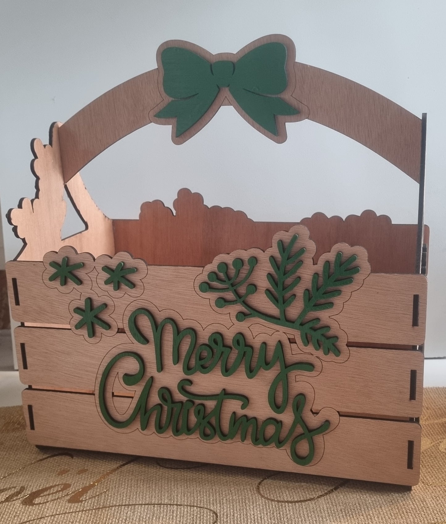 Caisse de noël en bois rectangulaire