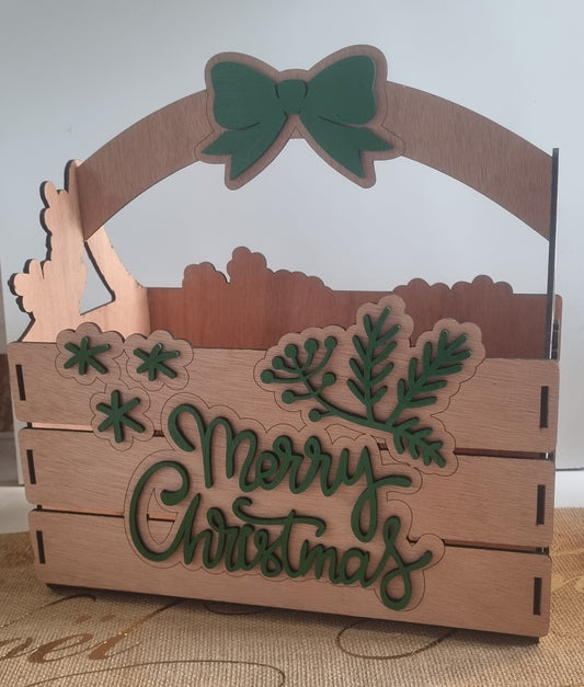 Caisse de noël en bois rectangulaire