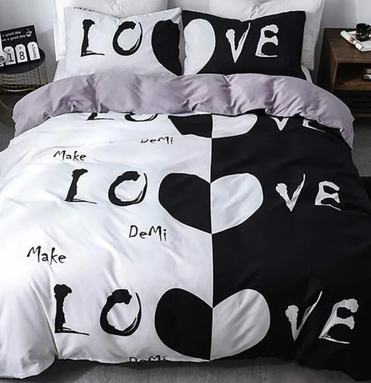 Housse de couette "Love" noire et blanche