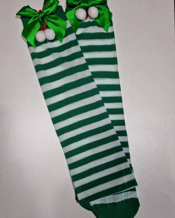 Chaussettes hautes rayées de Noël