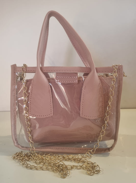 Petit sac à main rose et transparent