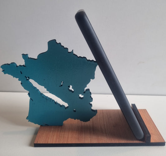 Support de smartphone en bois "La Calédonie dans la France"