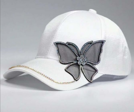 Casquette avec papillon en strass