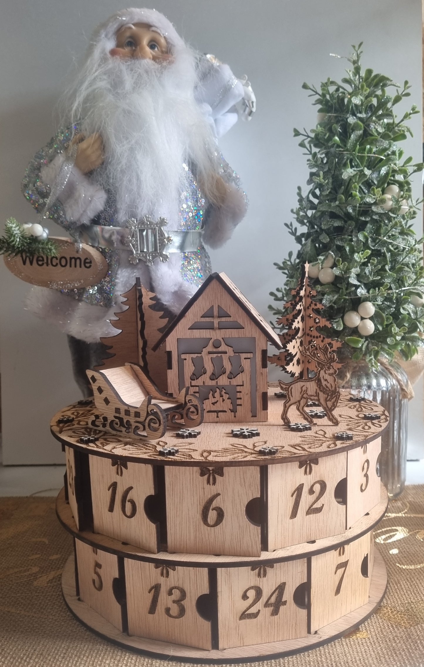 Calendrier de l'avent village en bois