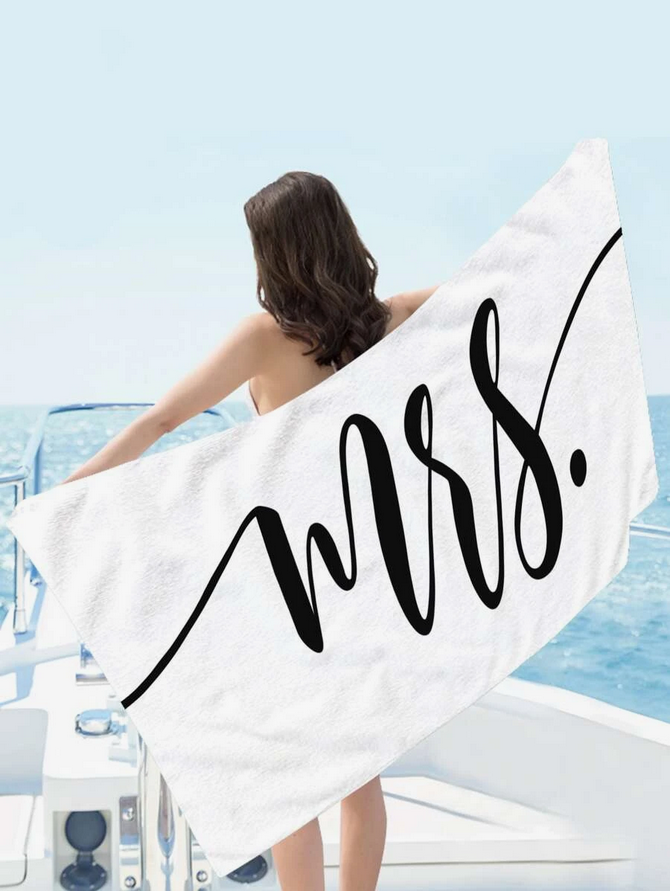 Serviettes de plage Monsieur Madame noires et blanches