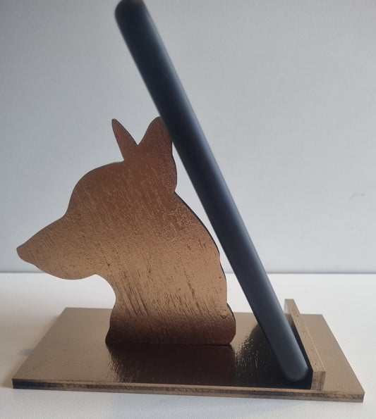 Support de smartphone en bois "Tête de chien"