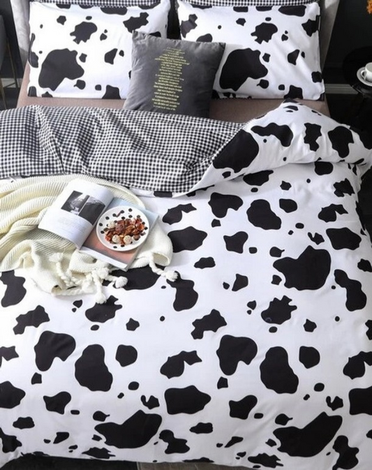 Housse de couette " Vache " avec taies d'oreiller
