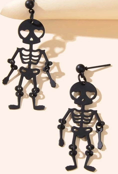 Boucles d'oreille squelette noir