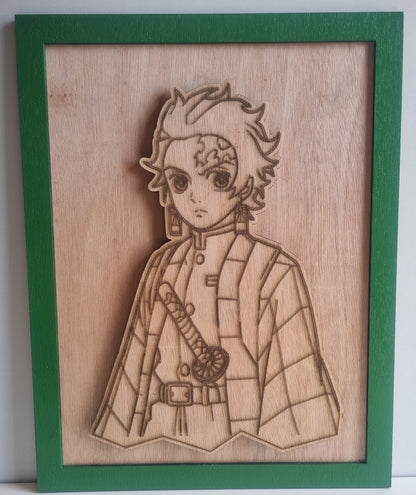 Tableau lumineux en bois "Demon Slayer"