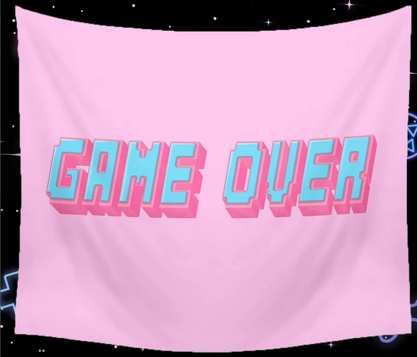 Tapisserie "Game Over" rose