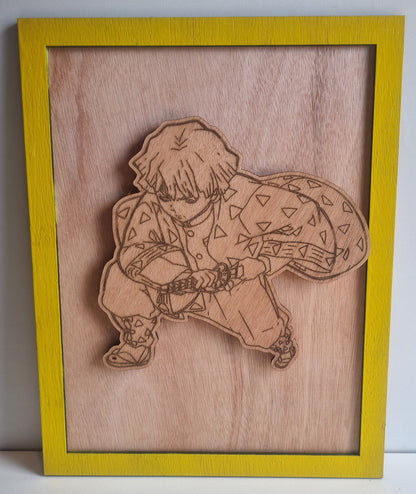 Tableau lumineux en bois "Demon Slayer"